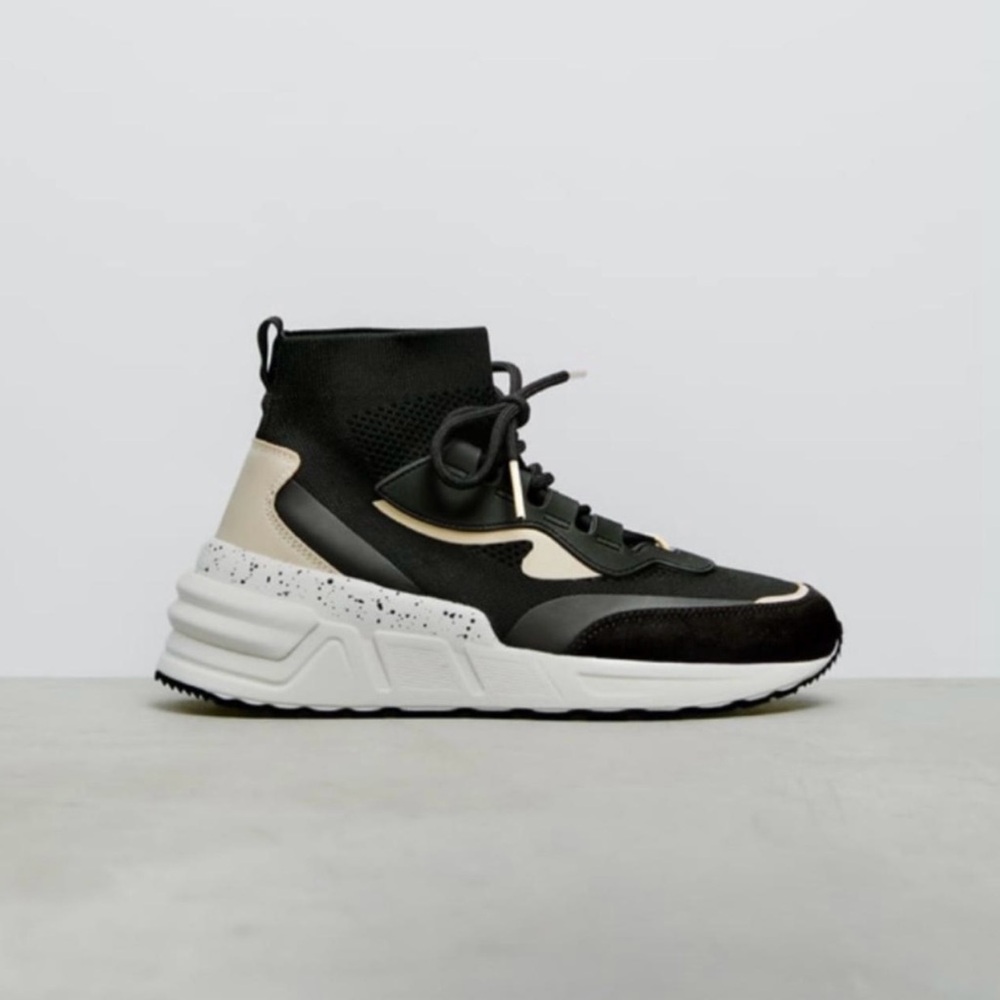 Zara “Unstoppable” Black High-Top Sneakers | Size 9 / EU 40